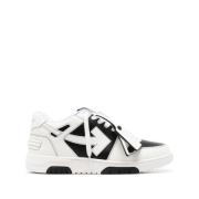 Zwart Witte Sneakers Paneel Ontwerp Off White , White , Heren