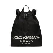 Zwarte Logo Bucket Rugzak Aw24 Dolce & Gabbana , Black , Heren