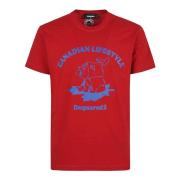 Rood T-shirt Herenmode Dsquared2 , Red , Heren