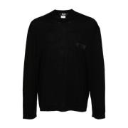 Zwarte wollen gebreide trui Aw24 Msgm , Black , Heren