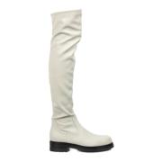 Stretch leren dijlaarzen Elena Iachi , Beige , Dames