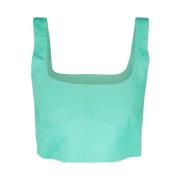 Creponne Crop Top met Diepe Halslijnen Jucca , Green , Dames