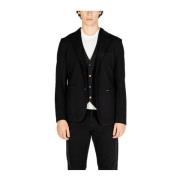 Zwarte Katoenmix Herfst Blazer Gianni Lupo , Black , Heren