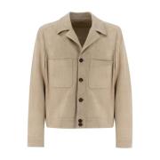 Zacht Leren Enkellange Jas Eleventy , Beige , Heren