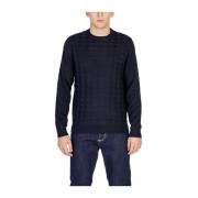 Blauw Gebreid T-Shirt Katoen-Wol Mix Antony Morato , Blue , Heren