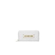 Gewatteerde witte portemonnee met metalen logo Love Moschino , White ,...