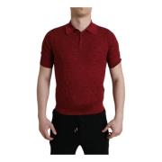 Rode Zijden Logo Polo Shirt Dolce & Gabbana , Brown , Heren