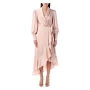 Zijden Wikkel Midi Jurk Zimmermann , Pink , Dames