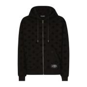 Logo Print Katoenen Hoodie Zwart Dolce & Gabbana , Black , Heren