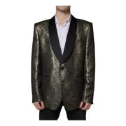 Gouden Jacquard Blazer Twee Knoopsluiting Dolce & Gabbana , Yellow , H...