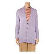 Alpaca Cardigan met V-hals NIU , Purple , Dames