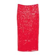 Rode Paillet Midi Rok Rotate Birger Christensen , Red , Dames