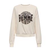 Luipaardprint Sweatshirt met Lange Mouwen Only , Beige , Dames