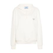 Witte Hoodie Stijlvol Driehoekig Logo Prada , White , Dames