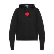 Zwarte Katoenen Hart Patch Hoodie Dsquared2 , Black , Dames