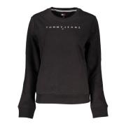 Zwarte Geborduurde Logo Sweater Lange Mouw Tommy Hilfiger , Black , Da...