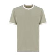 Katoenen Crew-neck T-shirt met Contrastinzet Eleventy , Green , Heren