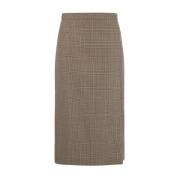 Geruite Wollen Rok met Voorsplit Lardini , Brown , Dames