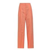 Wijde katoenen broek met riemlussen Mauro Grifoni , Orange , Dames