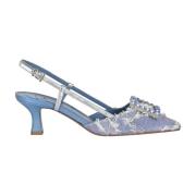 Denim Slingback met Franjes en Strass Gesp Roberto Festa , Blue , Dame...