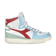 Hoge leren sneakers met geborduurd logo Diadora , Multicolor , Dames