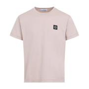 Roze & Paars T-Shirt Stijlvol Logo Stone Island , Pink , Heren