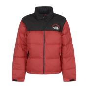 Retro Nuptse Rood Zwart Jas The North Face , Red , Dames