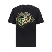 Monogram Print Katoenen Crew Neck T-Shirt Versace , Black , Heren