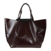 Bruin Leren Shopper Tas Victoria Beckham , Brown , Dames