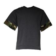 Camouflage Crew Neck T-shirt met Logo Dolce & Gabbana , Gray , Heren