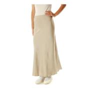 Zijden A-lijn Midi Rok Drykorn , Beige , Dames