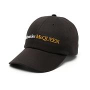 Logo Geborduurde Zwart & Goud Pet Alexander McQueen , Black , Heren