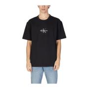 Geregenereerd Katoenen T-Shirt Calvin Klein Jeans , Black , Heren