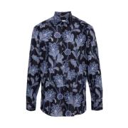 Midnight Blue Bloemenprint Overhemd Etro , Blue , Heren