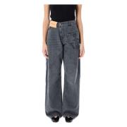 Grijze Twisted Workwear Denim Broek JW Anderson , Gray , Dames