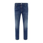 Skinny Katoenen Jeans met Riemlussen Dsquared2 , Blue , Heren