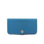 Pre-owned Leather wallets Hermès Vintage , Blue , Dames