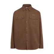 Crème Stitch Militaire Overshirt Off White , Brown , Heren