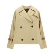 Klassieke Double-Breasted Trenchcoat Prada , Beige , Dames