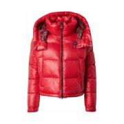 Rode Winter Nylon Jas met Afneembare Capuchon Blauer , Red , Dames