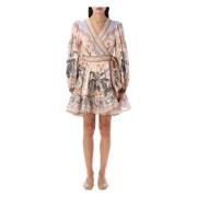 Blauwe Bloemen Wrap Frill Jurk Zimmermann , Multicolor , Dames