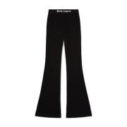 Zwarte Flared Katoenen Sportieve Broek Palm Angels , Black , Dames