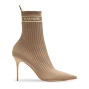 Skye stretch gebreide enkellaarzen Balmain , Beige , Dames