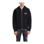 Hoodie met rits Dsquared2 , Black , Heren