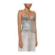 Grijze V-hals Spaghetti Strap Top Diesel , Gray , Dames