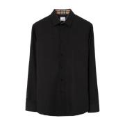 Zwarte Geborduurde Logo Shirt Burberry , Black , Heren