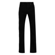 Katoenmix Jeans met Leren Logo Tom Ford , Black , Heren