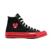 Hoge Top Hart Print Sneakers Zwart Comme des Garçons Play , Black , He...