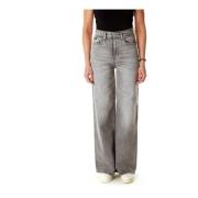 Wide Fit High Waist Flare Jeans Denham , Gray , Dames