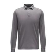 Tijdloze elegantie lange mouw polo Fedeli , Gray , Heren